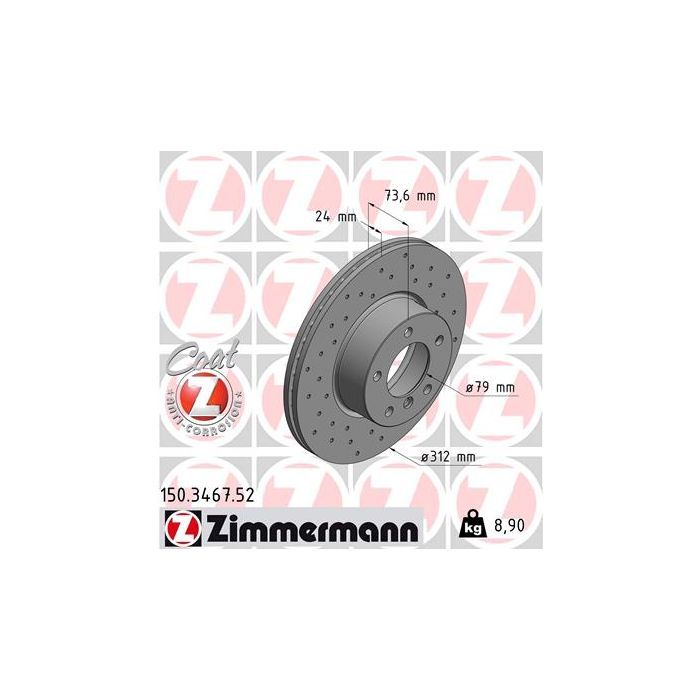 Тормозной диск ZIMMERMANN 150.3467.52 Фото