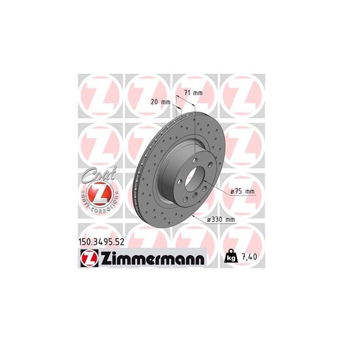 Тормозной диск ZIMMERMANN 150.3495.52 Фото
