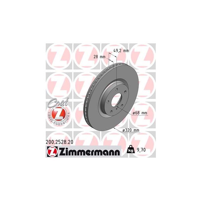 Тормозной диск ZIMMERMANN 200.2528.20 Фото