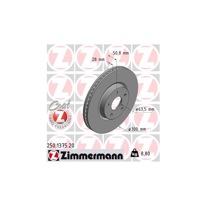 Тормозной диск ZIMMERMANN 250.1375.20 Фото
