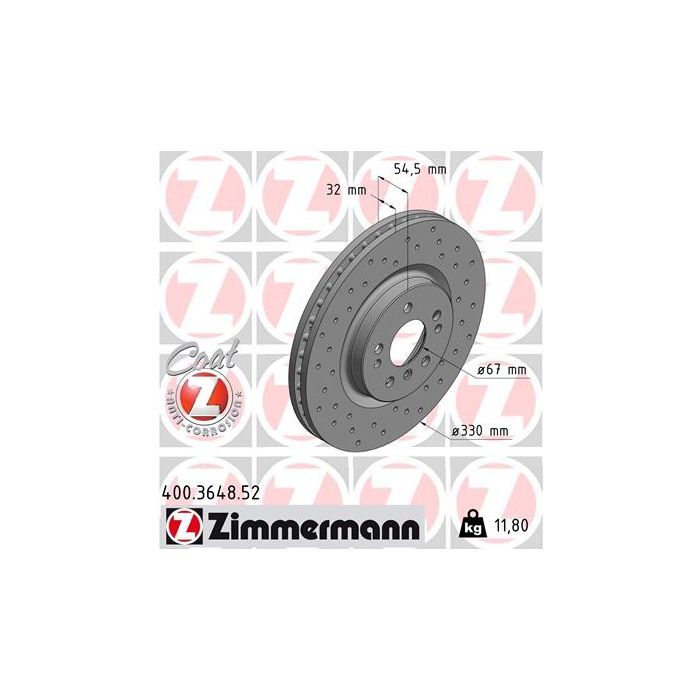 Тормозной диск ZIMMERMANN 400.3648.52 Фото