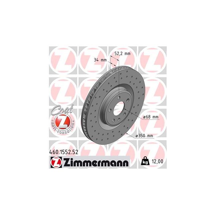 Тормозной диск ZIMMERMANN 460.1553.52 Фото
