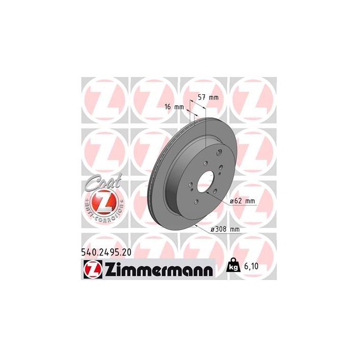 Тормозной диск ZIMMERMANN 540.2495.20 Фото