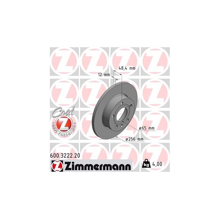 Тормозной диск ZIMMERMANN 600.3222.20 Фото