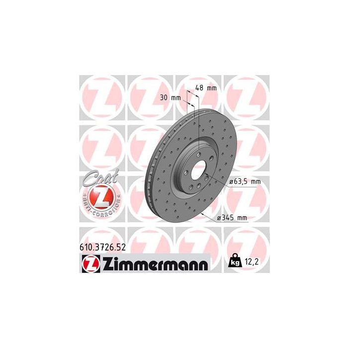 Тормозной диск ZIMMERMANN 610.3726.52 Фото