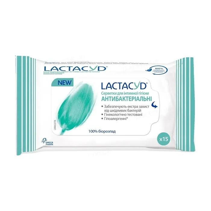 Салфетки для интимной гигиены Lactacyd антибактериальные 15 шт. Фото