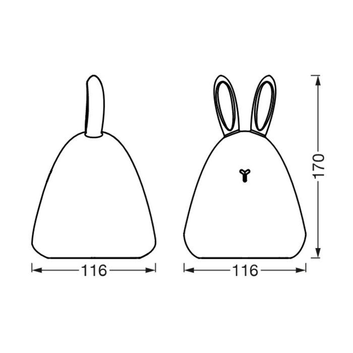 Ночник LEDVANCE NIGHTLUX TOUCH LED 2,5W Rabbit, micro-USB, RGBW Фото 2