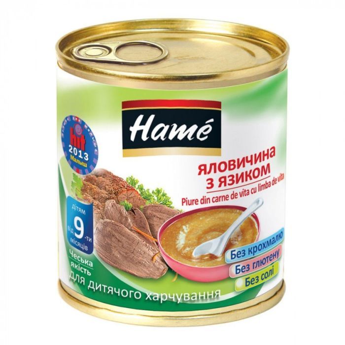 Детское пюре Hame говядина с языком, 100 г Фото