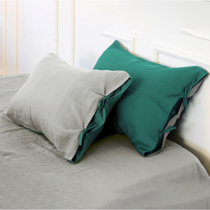 Наволочка MirSon Лен Natural Linen 70х70 Green meadow Фото