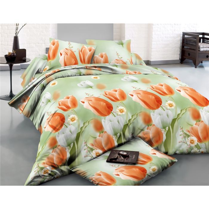Постельное белье MirSon Сатин 22-1287 Tulips Сімейний Фото