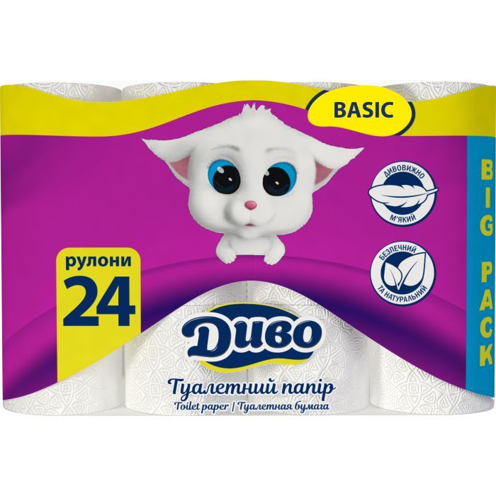 Туалетная бумага Диво Basic 2 слоя 24 рулона Фото