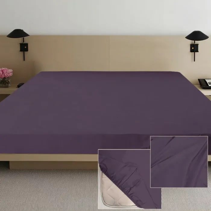 Простынь Ярослав на резинке сатин 09 сливовый 200х180х20 Фото