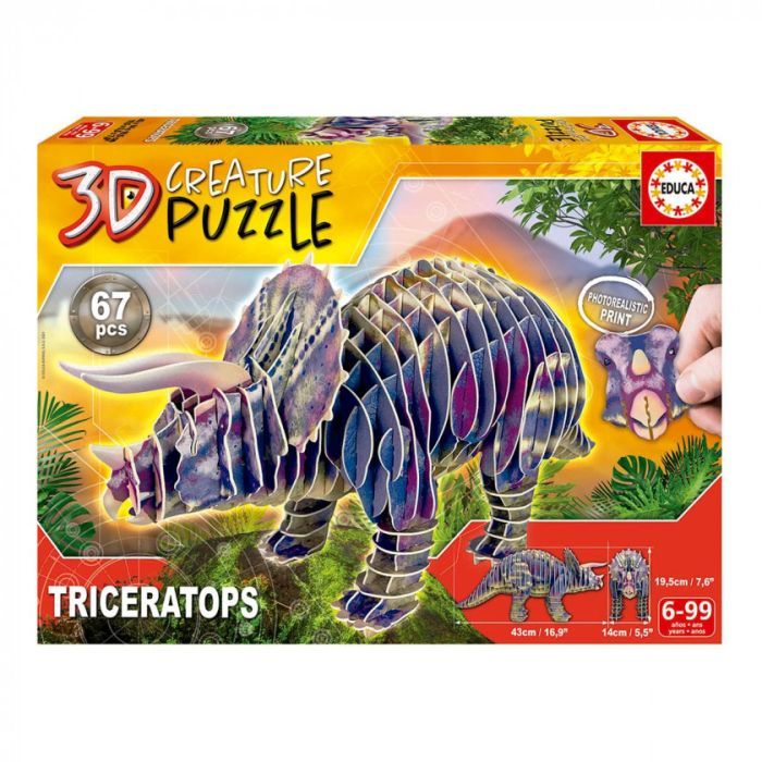 Пазл Educa 3D Трицератопс 67 элементов Фото