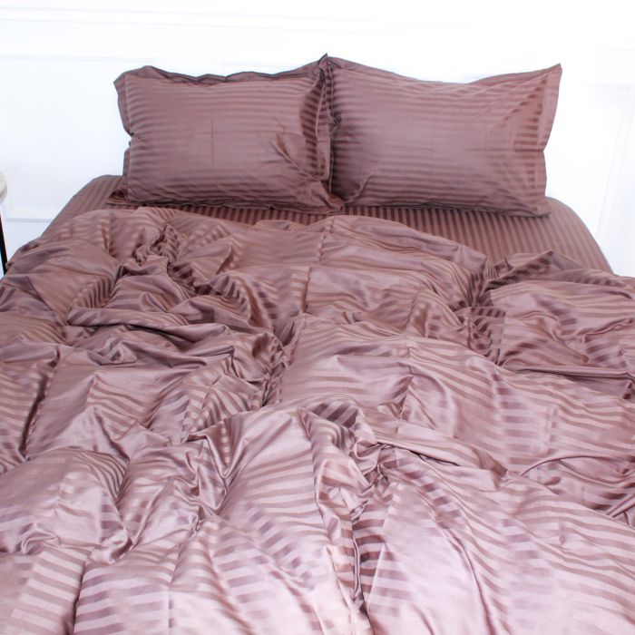 Пододеяльник MirSon Satin Stripe 30-0006 Dark Brown 143х210 см Фото