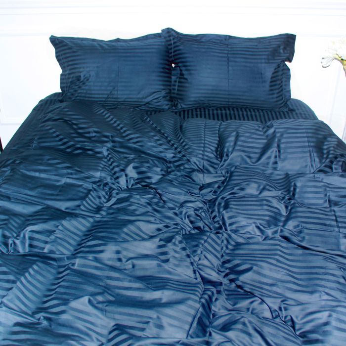 Пододеяльник MirSon Satin Stripe 30-0021 Dark Blue 200х220 см Фото
