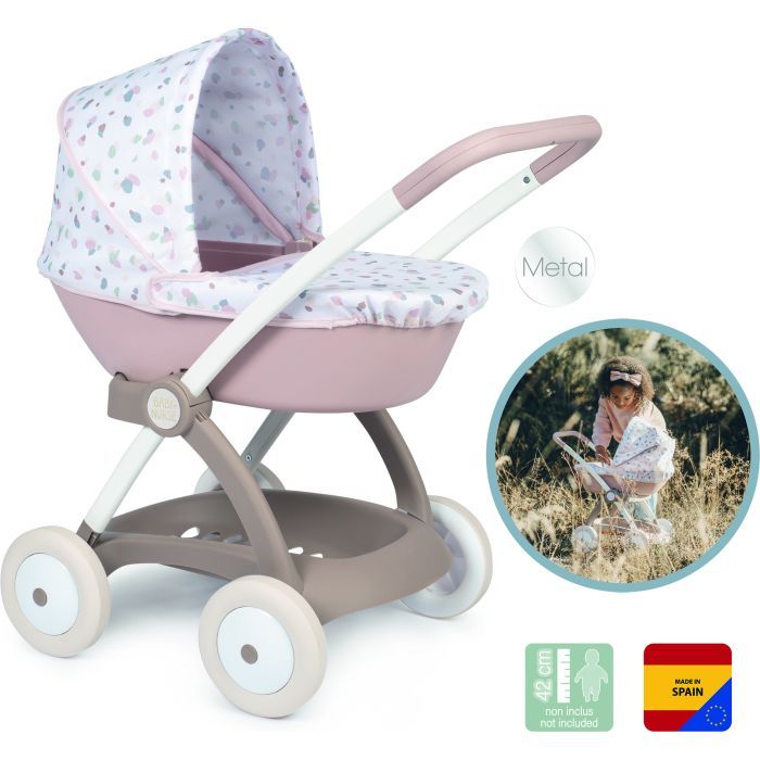 Коляска для кукол Smoby Baby Nurse Модерн Люлька з кошиком Рожева пудра Фото 1