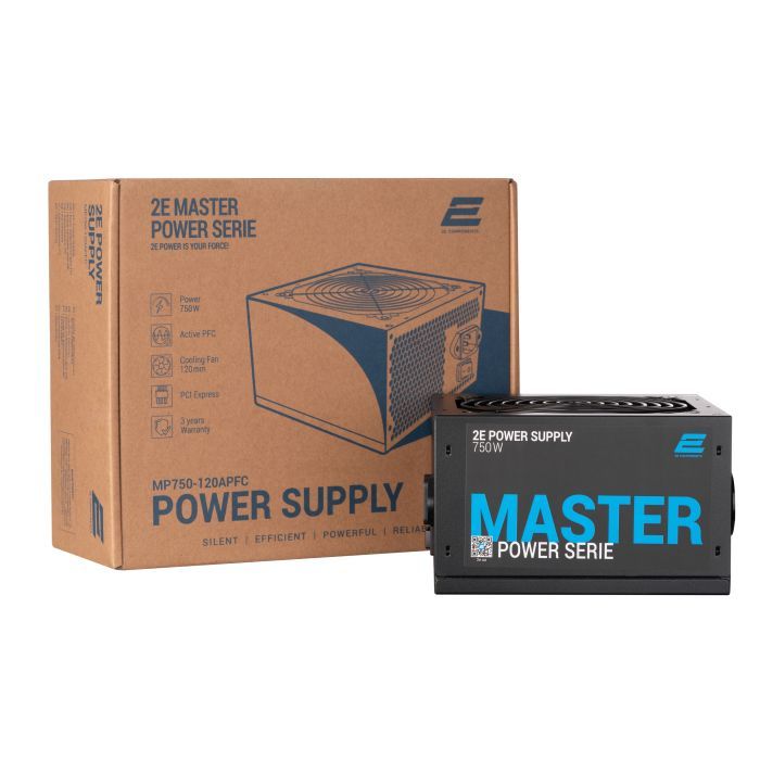 Блок питания 2E MASTER POWER (750W), >80, 80+ White, 120mm, 1xMB Фото