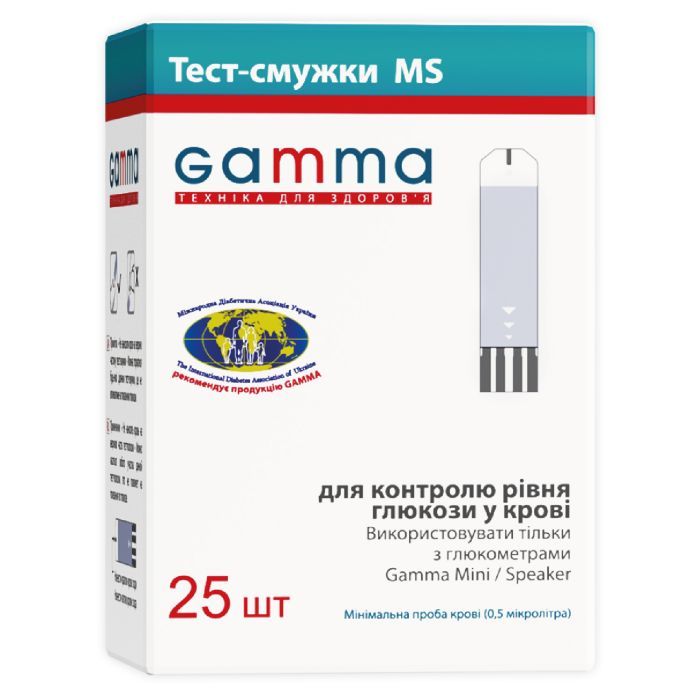 Тест-полоски для глюкометра Gamma MS 25 шт. Фото