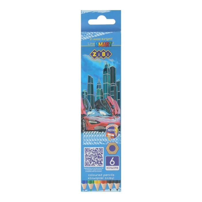 Карандаши цветные ZiBi шестигранные 6 цветов Фото