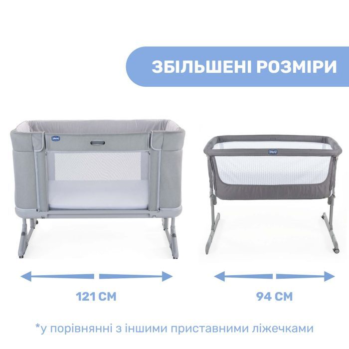 Кроватка Chicco Next2Me Forever 3 в 1 gray Фото 3