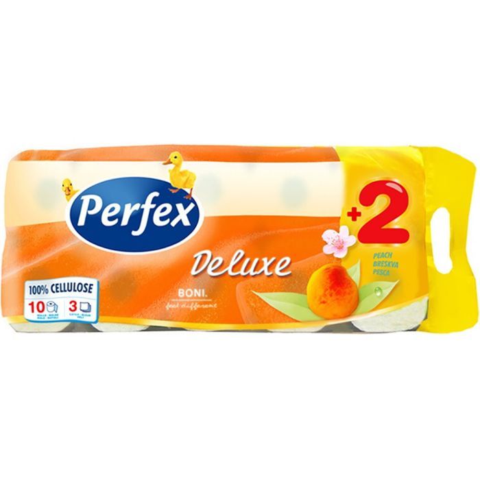 Туалетная бумага Perfex Deluxe Персик 3 слоя 10 рулонов Фото