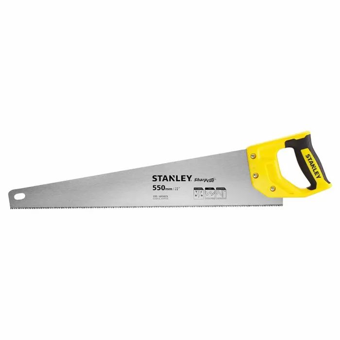 Ножовка Stanley SHARPCUT с закаленными зубьями, L=550мм, 7 tpi. Фото