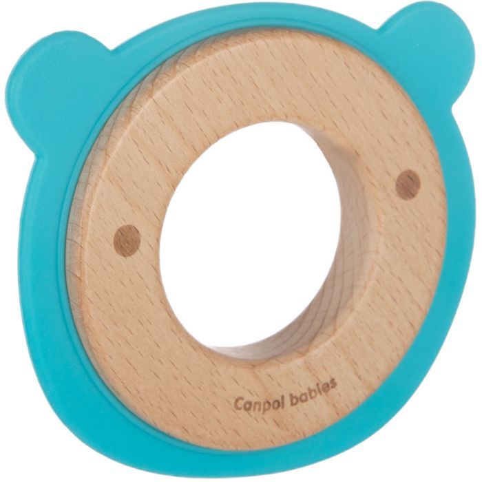 Прорезыватель Canpol babies деревянно-силиконовая Медвежонок Бирюзовая Фото