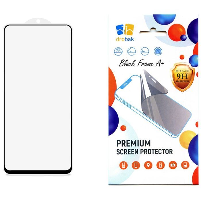 Стекло защитное Drobak Poco F4 Black Frame A+ Фото