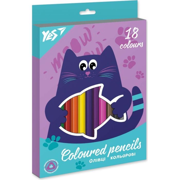 Карандаши цветные Yes 18 кол Kittycon Фото
