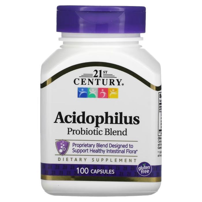 Пробиотики 21st Century Суміш пробіотиків, Acidophilus, 100 капсул Фото