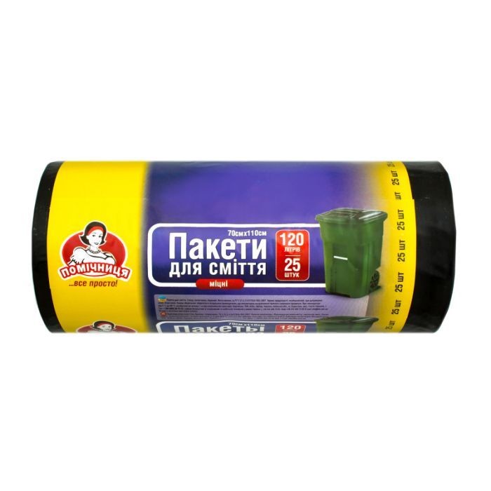 Пакеты для мусора Помічниця 120 л 25 шт. Фото