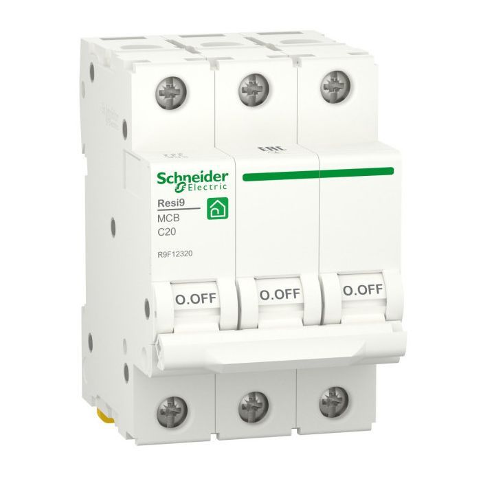 Автоматический выключатель Schneider Electric RESI9 6kA 3P 20A C Фото