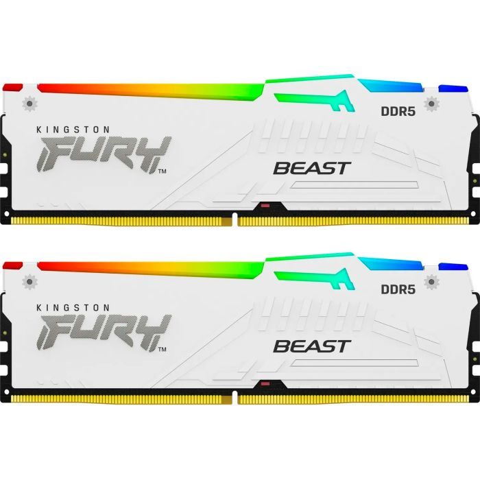 Модуль памяти для компьютера Kingston Fury (ex.HyperX) DDR5 32GB (2x16GB) 5600 MHz FURY Beast White RGB Фото