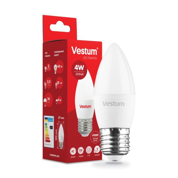 Лампочка Vestum C37 4W 4100K 220V E27 Фото