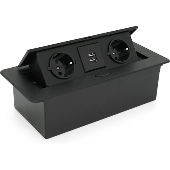 Розетка Voltronic J29L, дві розетки + 2*USB, напольна, висувна Фото