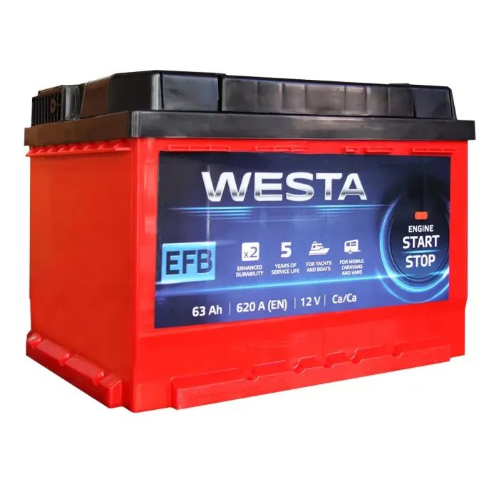 Аккумулятор автомобильный Westa 6CT-63 А (0) RED EFB Фото