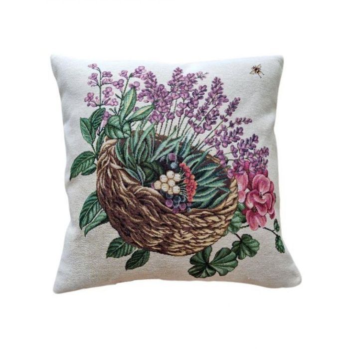 Наволочка Прованс декоративная Корзинка лаванды 45х45 Фото