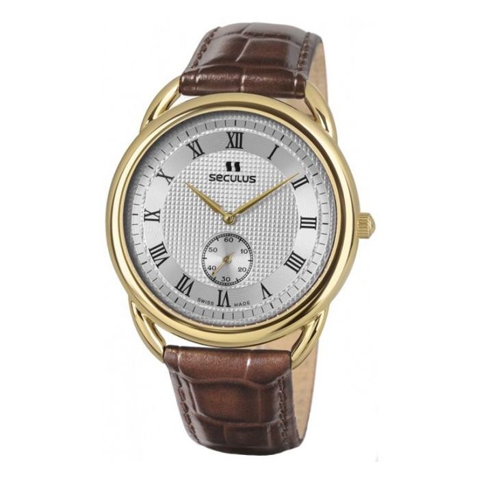 Наручные часы Seculus 4483.2.1069 pvd-y, white dial, brown leather Фото