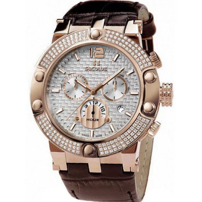 Наручные часы Seculus 4490.2.503 white, pvd-r stones, brown leather Фото