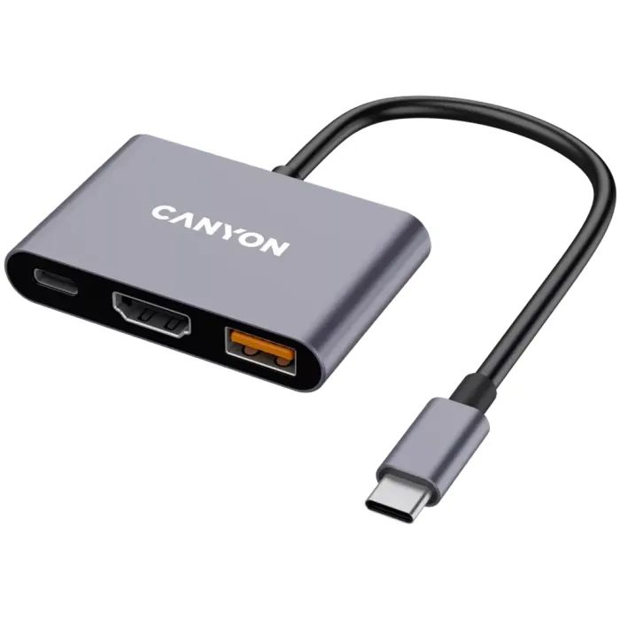 Концентратор Canyon hub DS-4 3in1 USB-C Grey Фото