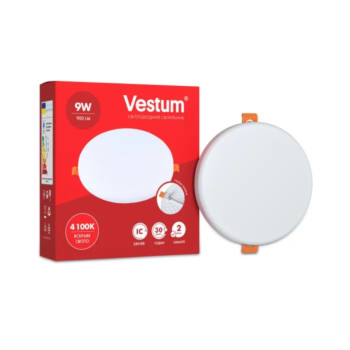 Светильник Vestum LED "без рамки" круг 9W 4100K Фото