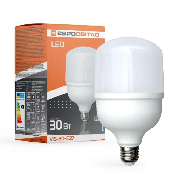 Лампочка Євросвітло 30Вт 4200К (VIS-30-E27) Фото