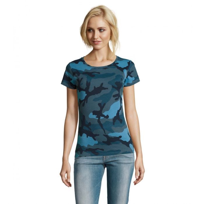 Футболка Sol's Camo women синій камо M Фото