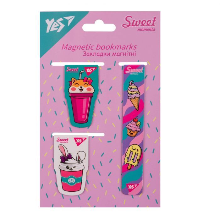 Закладки для книг Yes магнітні Sweet Cream 3 шт Фото
