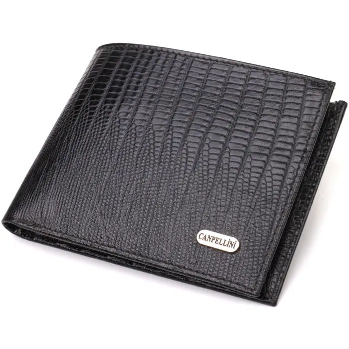 Портмоне Canpellini Из натуральной кожи Черное Фото