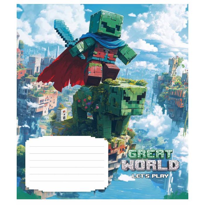 Тетрадь Школярик Great world 12 аркушів клітинка Фото