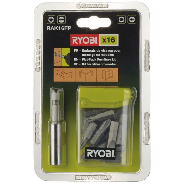 Набор бит Ryobi RAK16FP 15шт, 25мм, магнітний тримач 60мм Фото