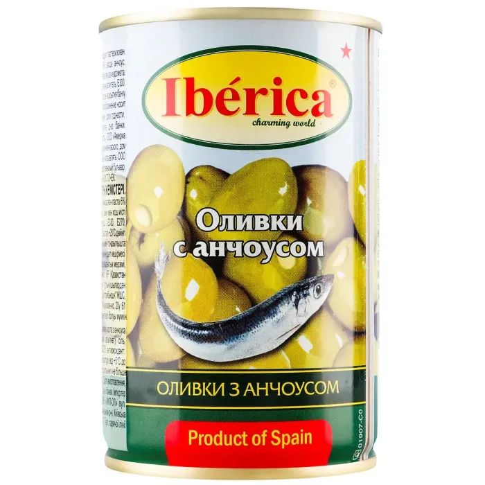 Овощная консервация Iberica Оливки фаршированные анчоусом 300 г Фото