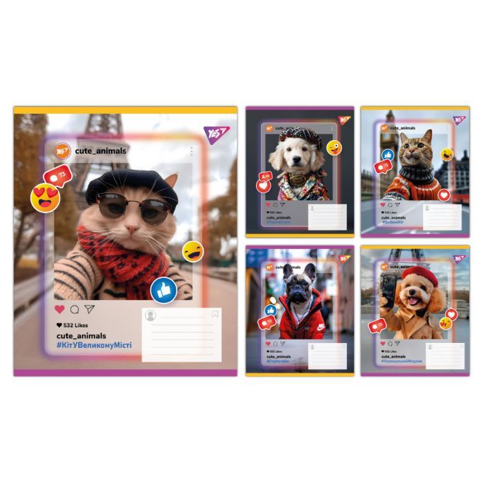 Тетрадь Yes Cute animals А5 18 аркушів лінія Фото