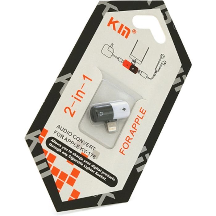 Переходник Kin Lightning M to 2xLightning F white-black Фото